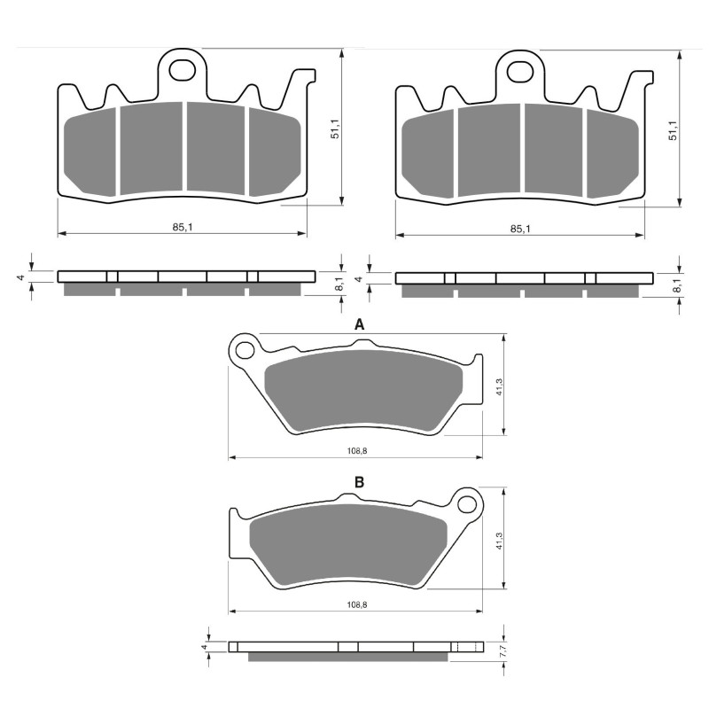 2 Kit plaquettes frein Av G, Av D et Ar Pour Bmw R 1200 RT  de 2013 à 2018 - Image 3