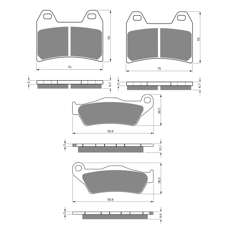 2 Kit plaquettes frein Av G, Av D et Ar Pour Bmw R Nine T Scrambler de 2013 à 2023 - Image 3