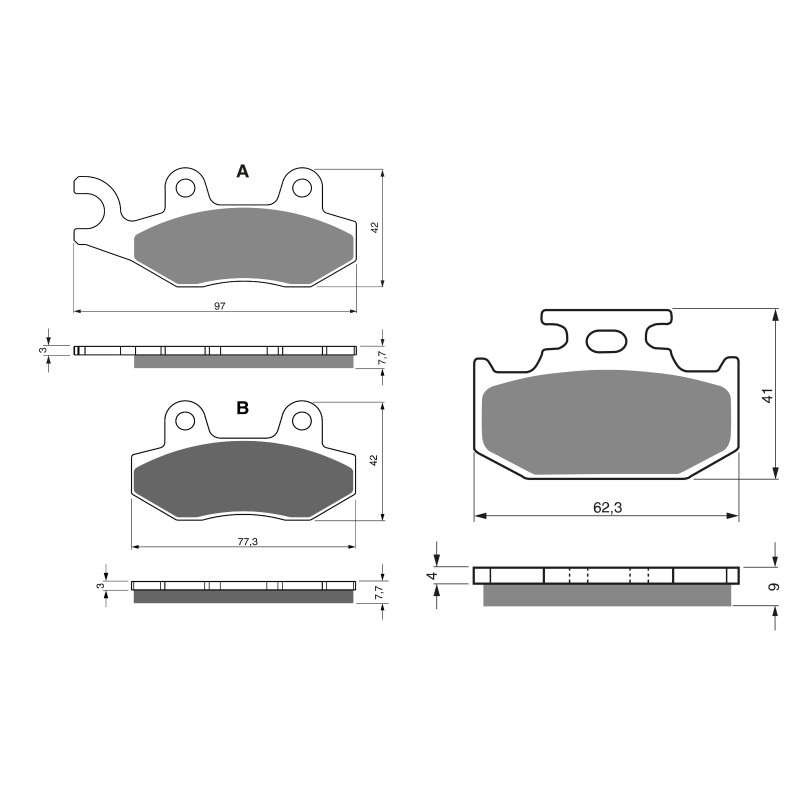 2 Kit plaquettes frein Av G, Av D et Ar Pour Kawasaki KX 250  de 1989 à 1993 - Image 3