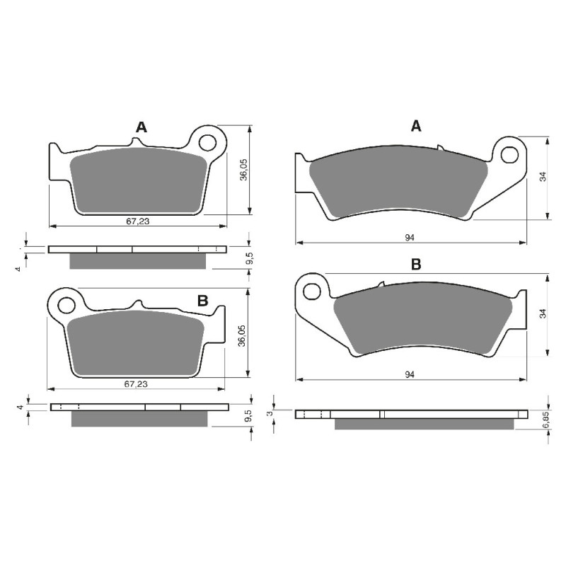 2 Kit plaquettes frein Av G, Av D et Ar Pour Kawasaki KX 250X  de 2022 à 2026 - Image 3