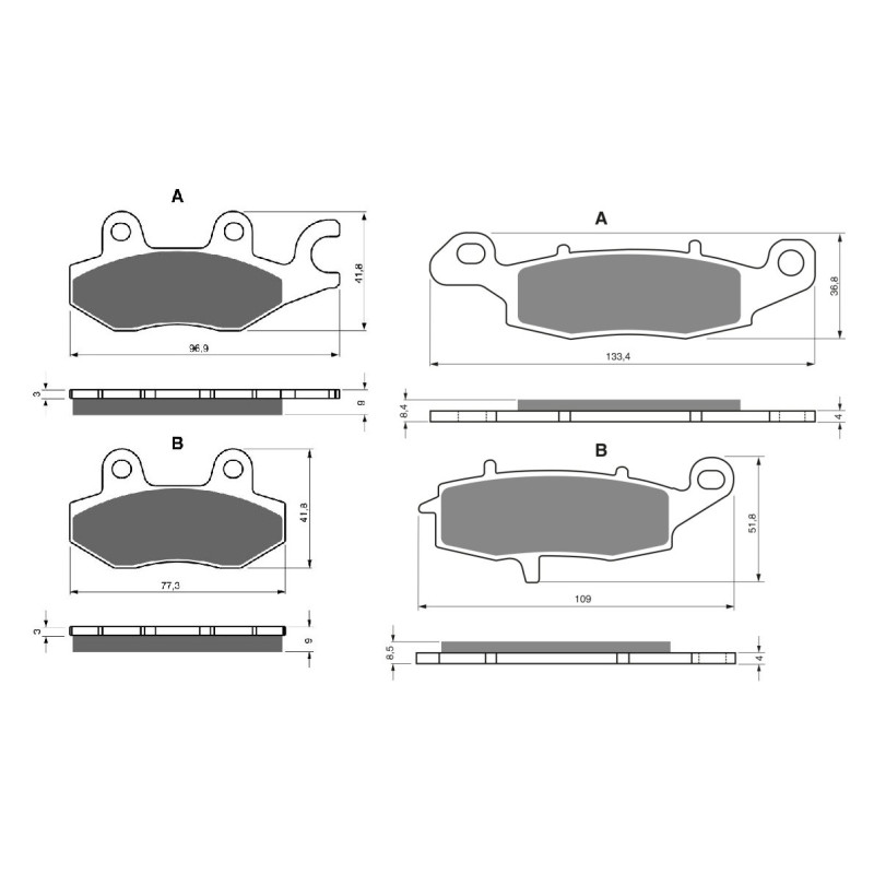 2 Kit plaquettes frein Av G, Av D et Ar Pour Kawasaki W800 Meguro K3  de 2022 à 2022 - Image 3