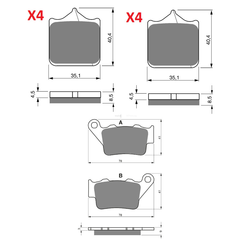 2 Kit plaquettes frein Av G, Av D et Ar Pour Bmw S 1000 RR  de 2008 à 2025 - Image 3