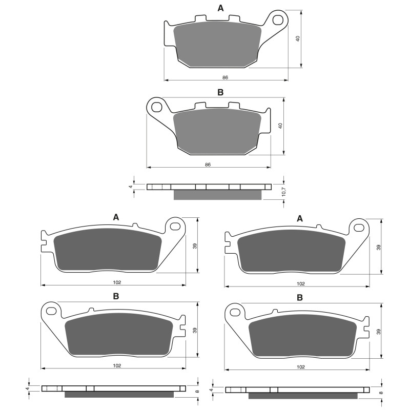 2 Kit plaquettes frein Av G, Av D et Ar Pour Kawasaki Versys 650  de 2015 a 2015 - Image 3