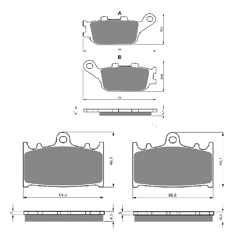 2 Kit plaquettes frein Av G, Av D et Ar Pour Kawasaki Versys 1000  de 2012 a 2018 - Image 3