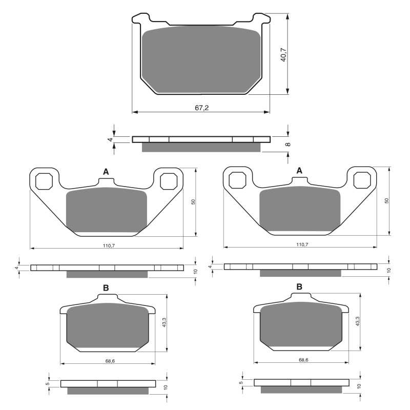 2 Kit plaquettes frein Av G, Av D et Ar Pour Kawasaki Z1000 R Eddie Lawson  de 1984 a 1984 - Image 3
