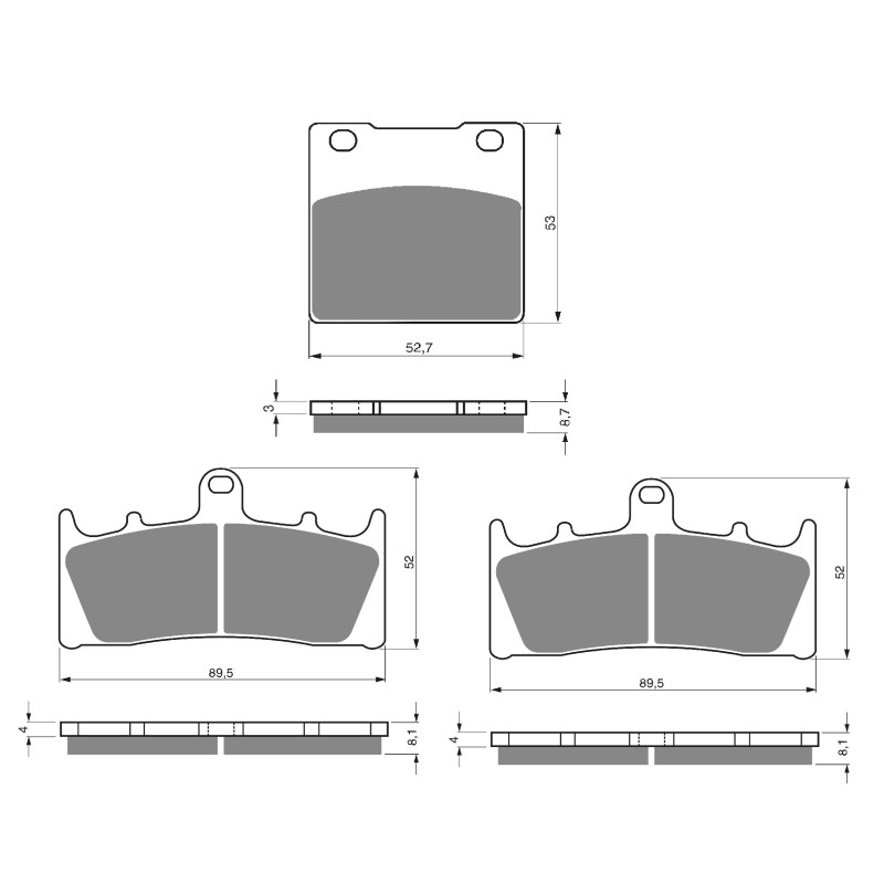 2 Kit plaquettes frein Av G, Av D et Ar Pour Kawasaki Ninja ZX-7R 750  de 1996 a 2003 - Image 3