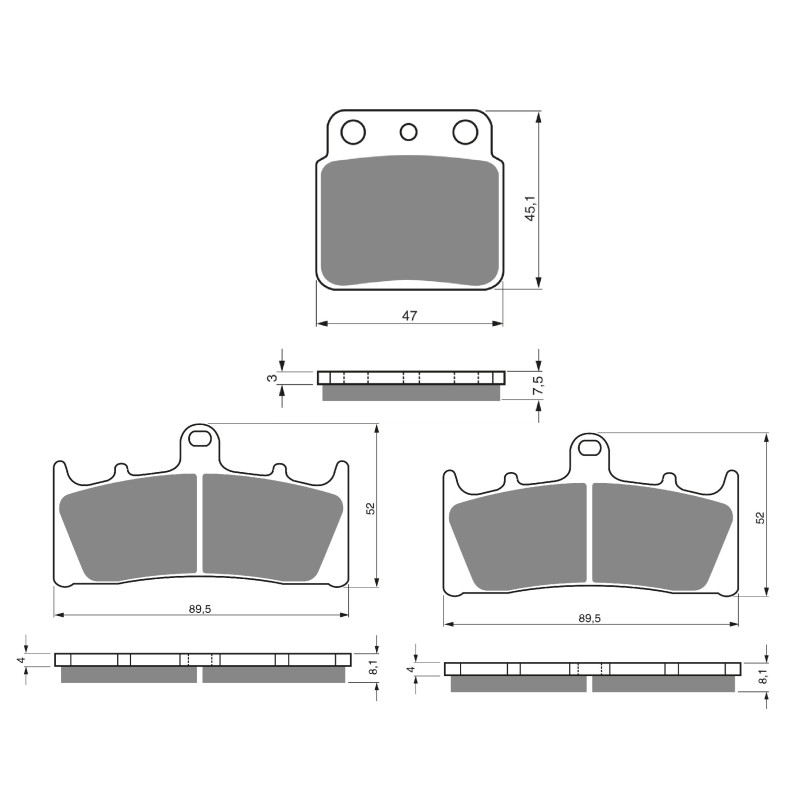 2 Kit plaquettes frein Av G, Av D et Ar Pour Kawasaki Ninja ZX-6R 600  de 1998 a 2001 - Image 3