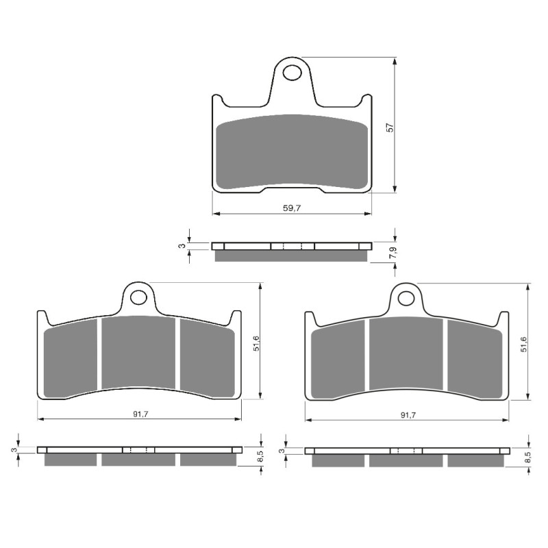 2 Kit plaquettes frein Av G, Av D et Ar Pour Kawasaki Ninja ZX-7RR 750  de 1996 a 1997 - Image 3