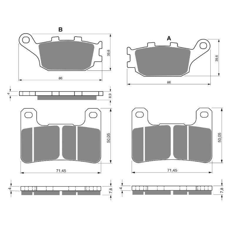 2 Kit plaquettes frein Av G, Av D et Ar Pour Kawasaki Ninja ZX-4RR 400  de 2024 a 2026 - Image 3