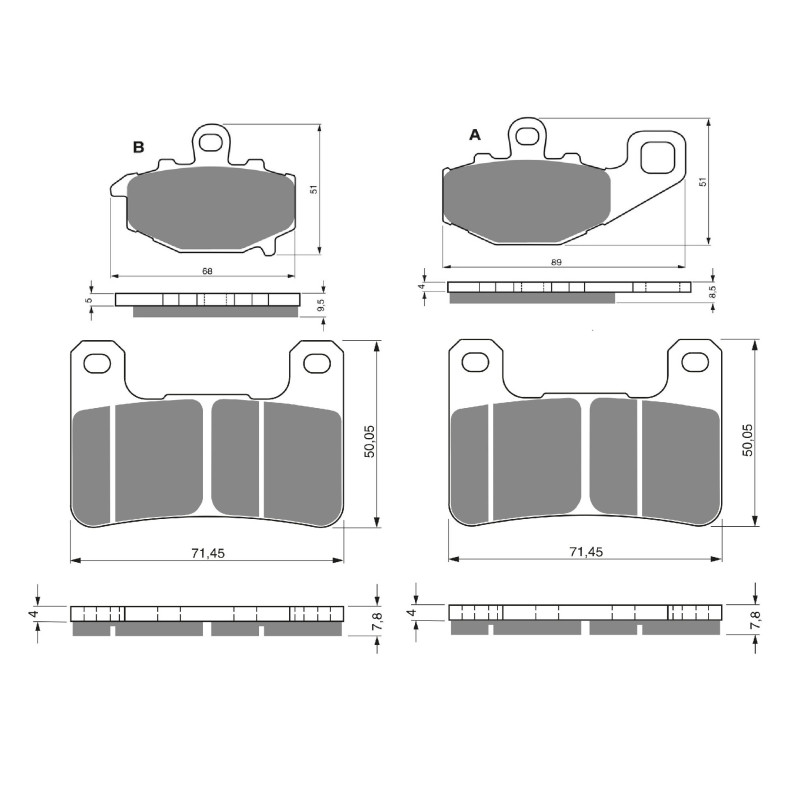 2 Kit plaquettes frein Av G, Av D et Ar Pour Kawasaki Ninja ZX-10R 1000  de 2008 a 2010 - Image 3