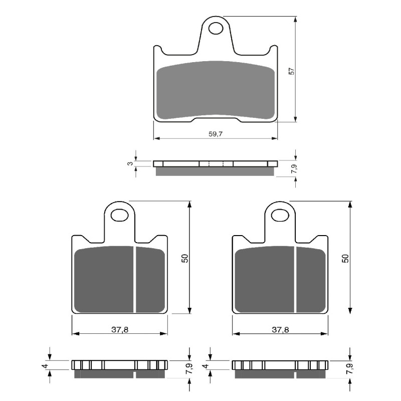 2 Kit plaquettes frein Av G, Av D et Ar Pour Kawasaki Concours 14 ZG 1400  de 2008 a 2022 - Image 3