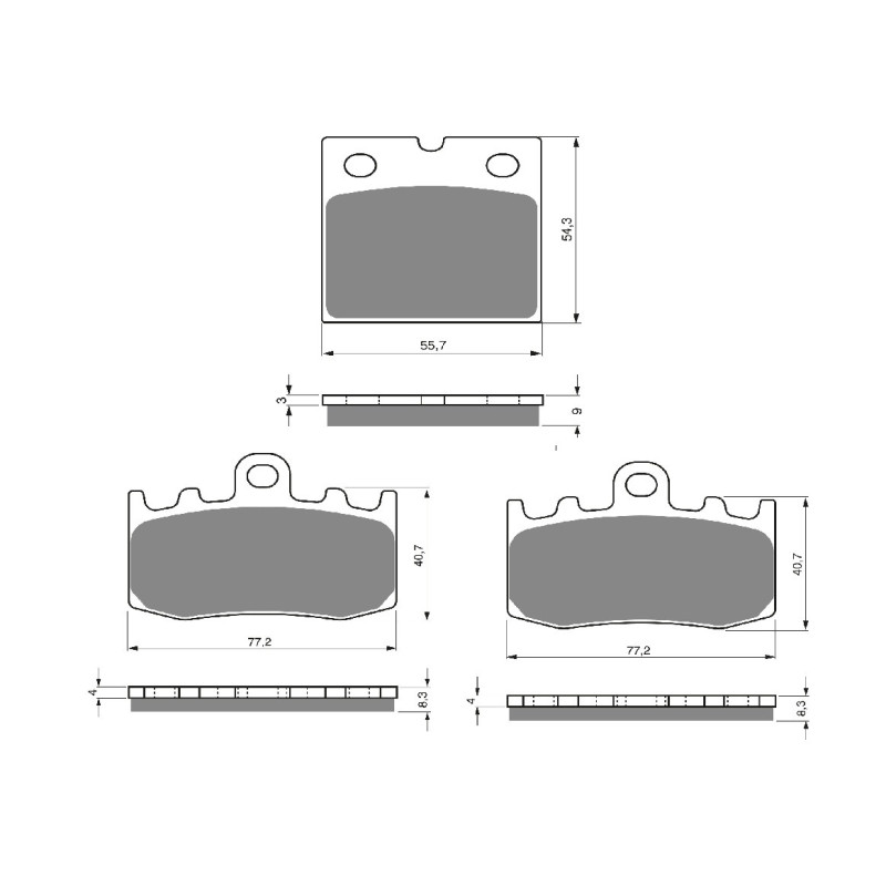 2 Kit plaquettes frein Av G, Av D et Ar Pour Kawasaki K 1200 GT  de 2002 a 2005 - Image 3