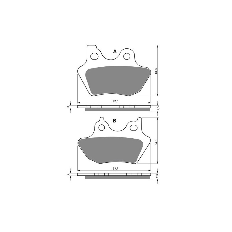 3 Kit plaquettes frein Ar, Av Ga et Av Dr Pour Harley-davidson Touring Electra Glide Standard FLHT de 2000 à 2007 - Image 3