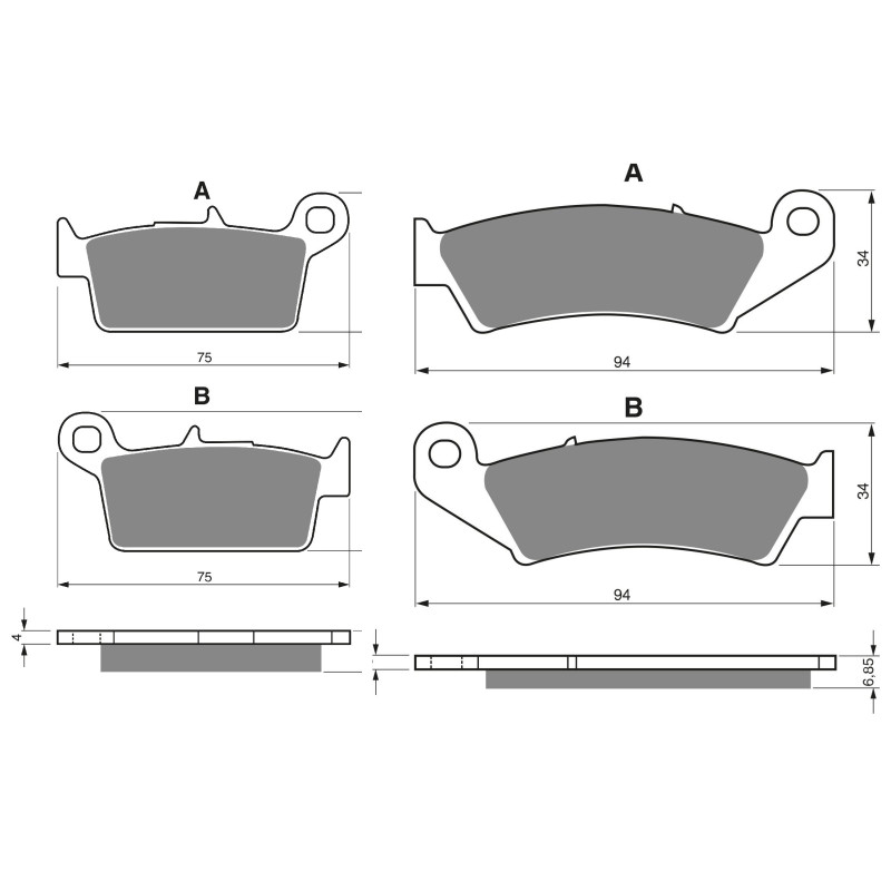 2 Kit plaquettes frein Av G, Av D et Ar Pour Kawasaki KLX 300R  de 1997 à 2003 - Image 3