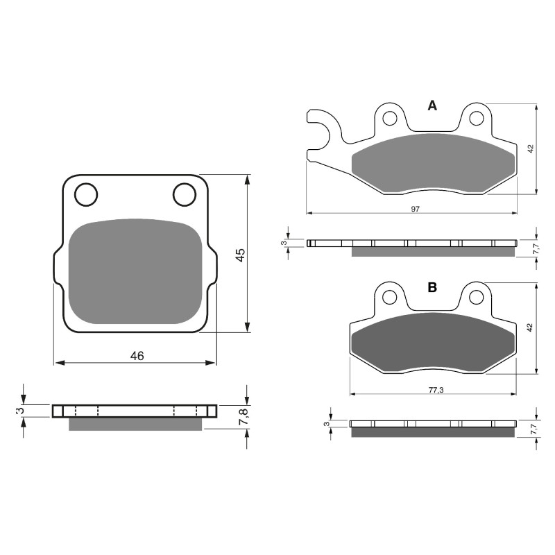 2 Kit plaquettes frein Av G, Av D et Ar Pour Kawasaki KLX 140R F  de 2023 à 2026 - Image 3
