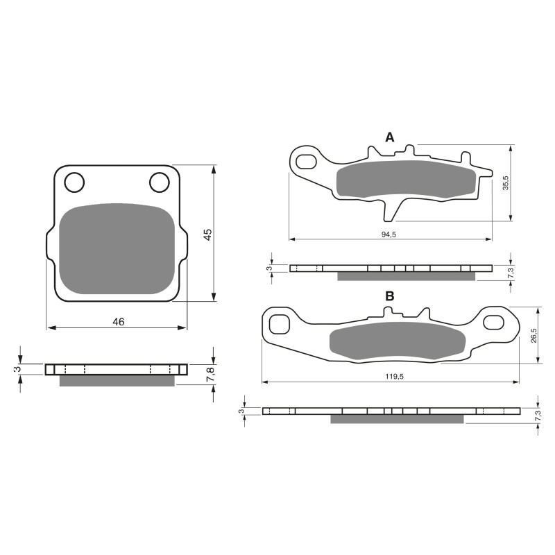 2 Kit plaquettes frein Av G, Av D et Ar Pour Kawasaki KX 85 Grande roue  de 2001 à 2023 - Image 3