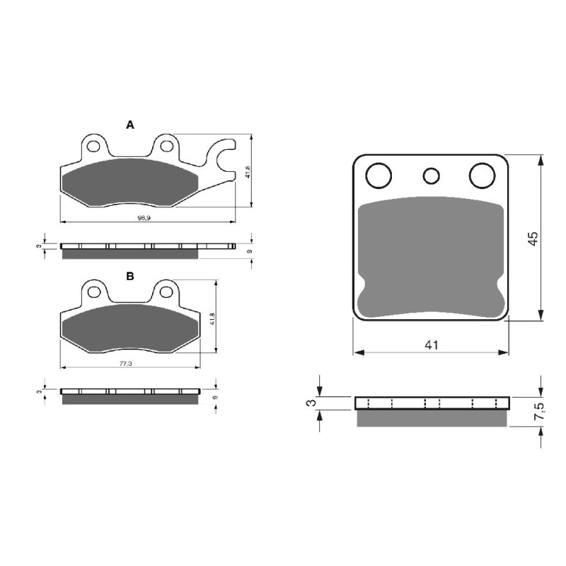 2 Kit plaquettes frein Av G, Av D et Ar Pour Kawasaki W230 BJ 230  de 2025 à 2026 - Image 3