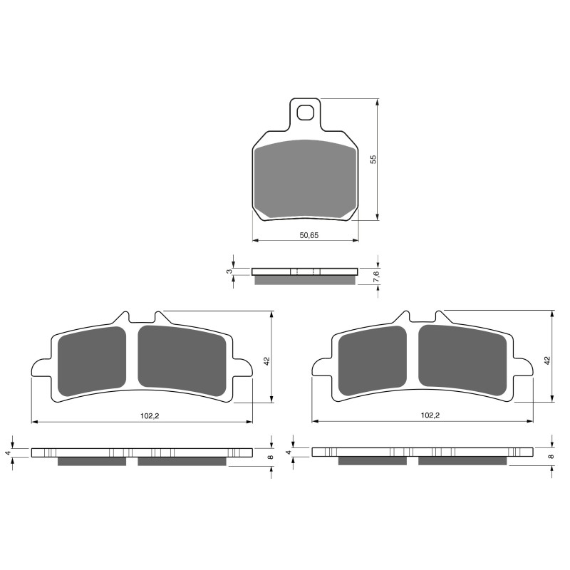 2 Kit plaquettes frein Av G, Av D et Ar Pour Ducati Superbike 1098  de 2007 a 2009 - Image 3