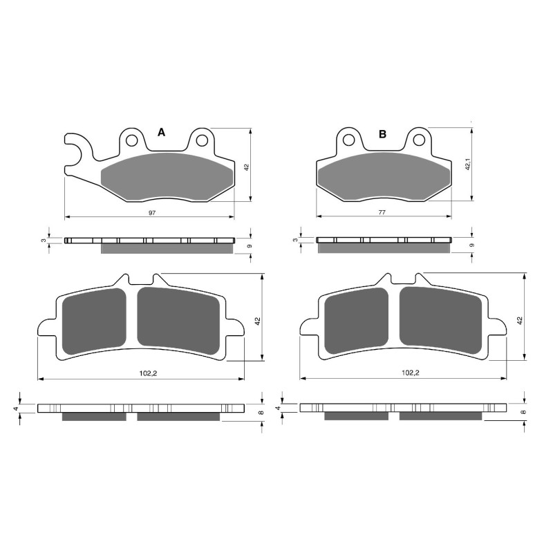 2 Kit plaquettes frein Av G, Av D et Ar Pour Triumph Tiger 1200 Explorer Xca XCx XR XRt de 2012 a 2020 - Image 3
