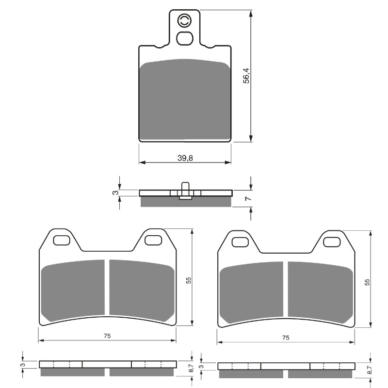 2 Kit plaquettes frein Av G, Av D et Ar Pour Ducati Monster 996 S4R de 2003 a 2006 - Image 3