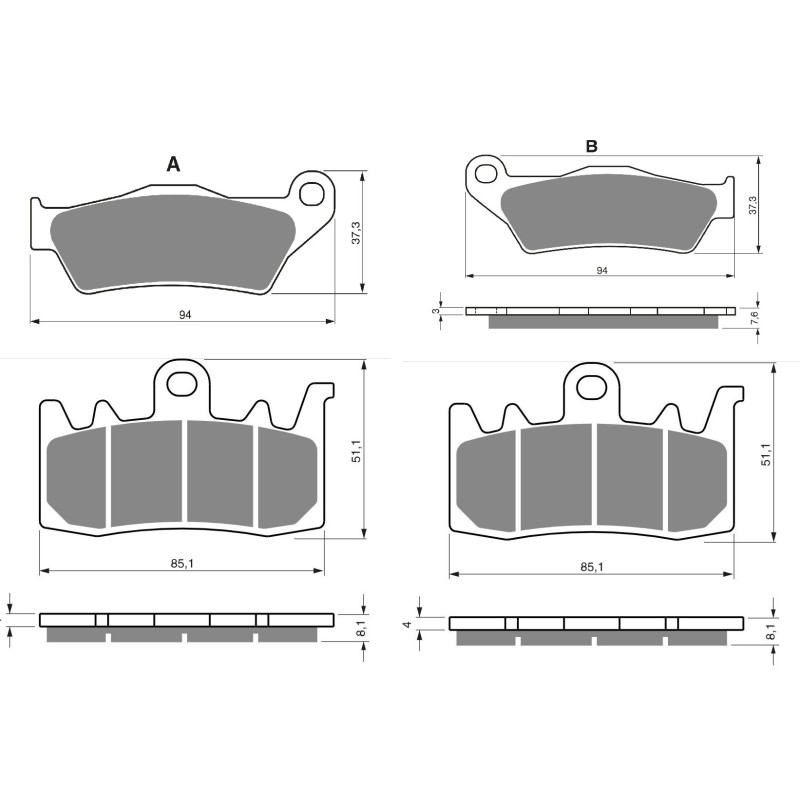 2 Kit plaquettes frein Av G, Av D et Ar Pour Ducati Multistrada 1260 Toute version de 2018 a 2020 - Image 3