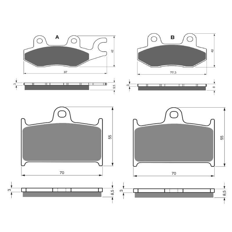 2 Kit plaquettes frein Av G, Av D et Ar Pour Triumph Trophy 1200 De VIN 4902 de 1994 a 2001 - Image 3