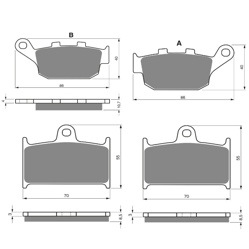 2 Kit plaquettes frein Av G, Av D et Ar Pour Triumph Speedfour 600  de 2002 a 2005 - Image 3