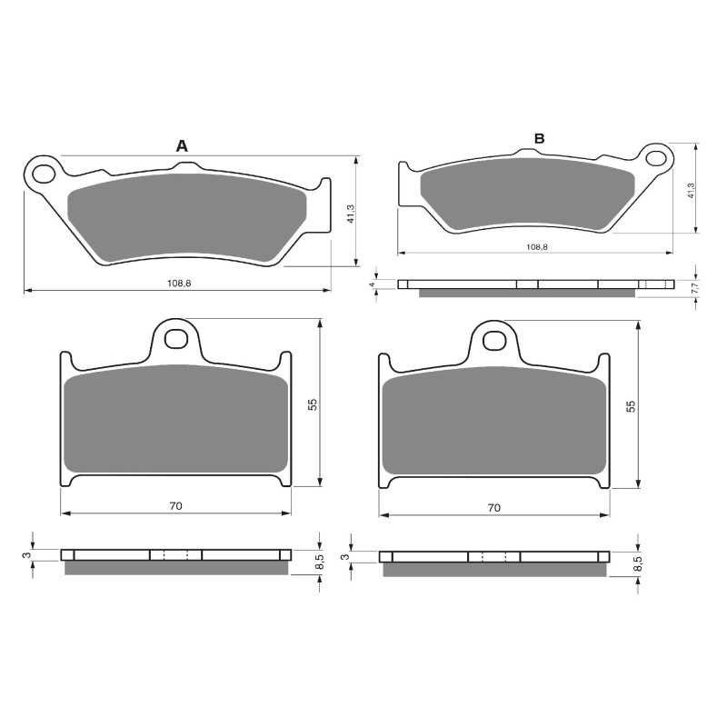 2 Kit plaquettes frein Av G, Av D et Ar Pour Triumph Rocket III  de 2004 a 2019 - Image 3