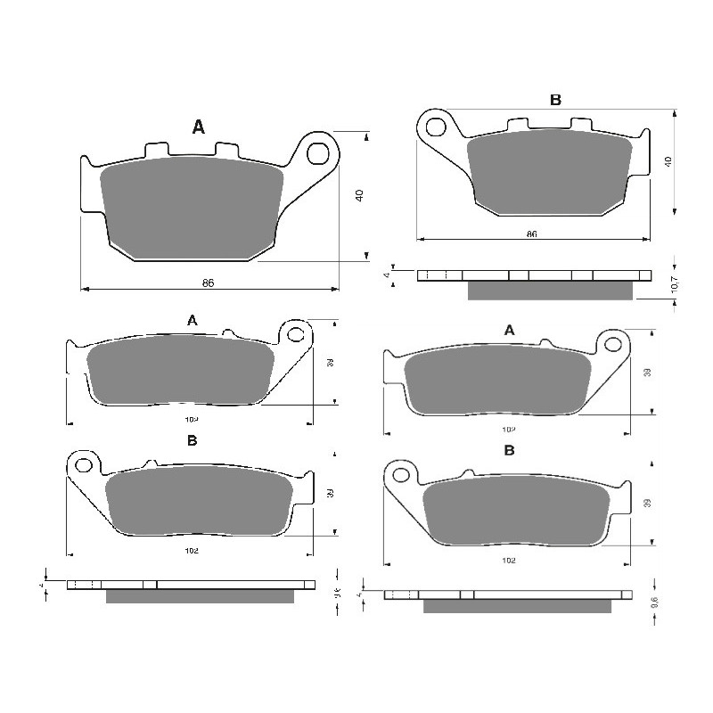 2 Kit plaquettes frein Av G, Av D et Ar Pour Triumph Street Triple 675 R VIN de 2007 a 2012 - Image 3