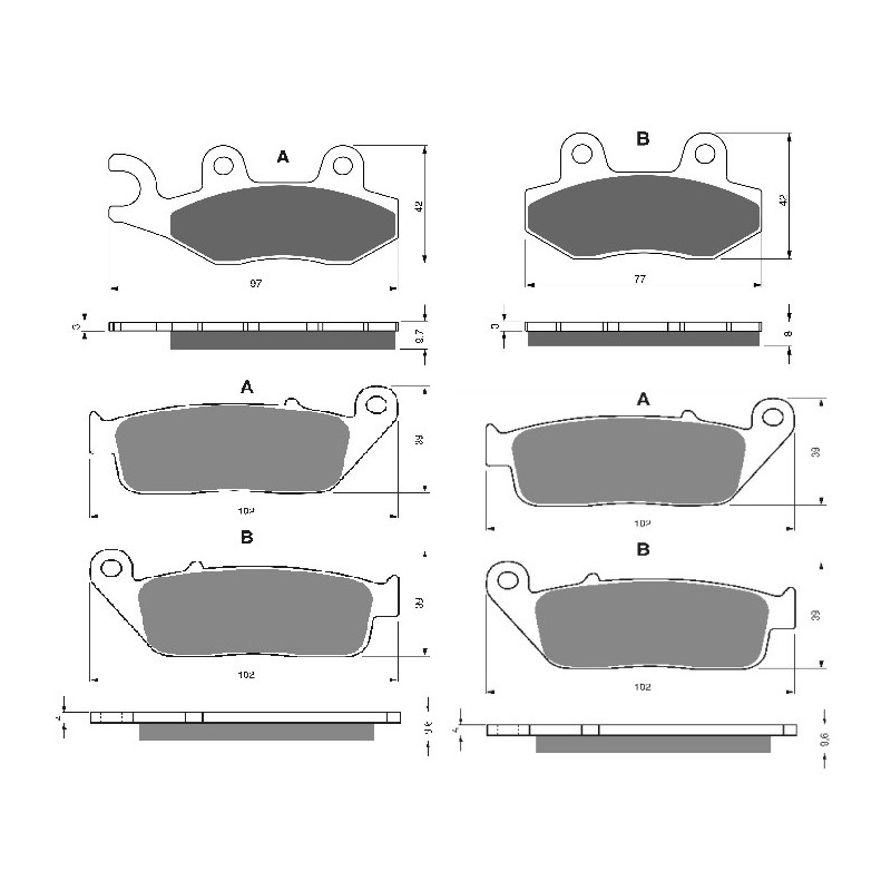 2 Kit plaquettes frein Av G, Av D et Ar Pour Triumph Speedmaster 865  de 2005 a 2016 - Image 3