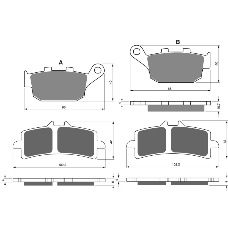 2 Kit plaquettes frein Av G, Av D et Ar Pour Triumph Tiger 900 GT Low Pro Rally Pro de 2020 a 2021 - Image 3