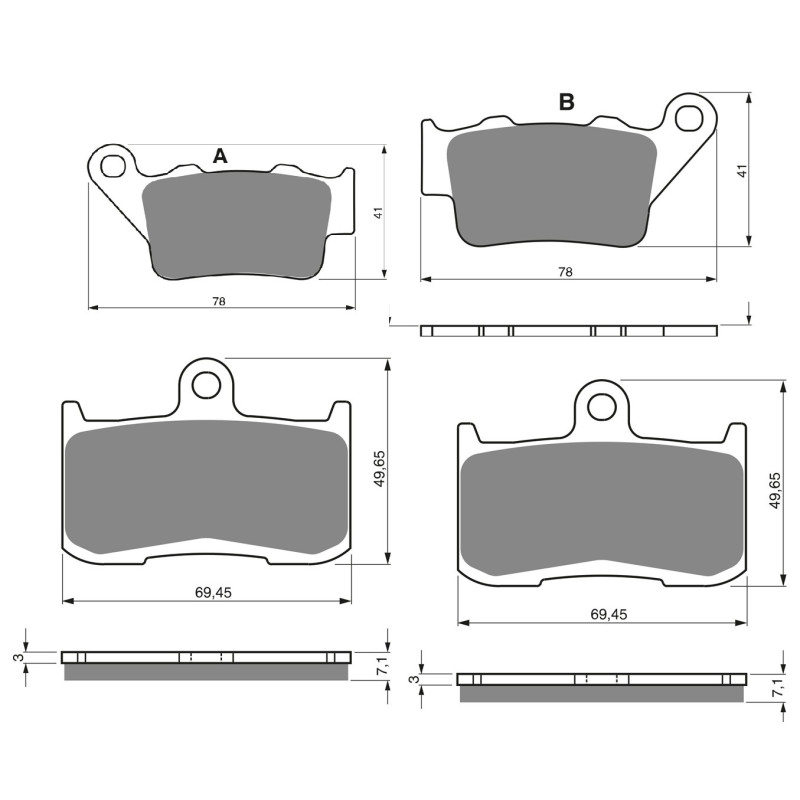 2 Kit plaquettes frein Av G, Av D et Ar Pour Triumph Street Triple 675  de 2013 a 2016 - Image 3