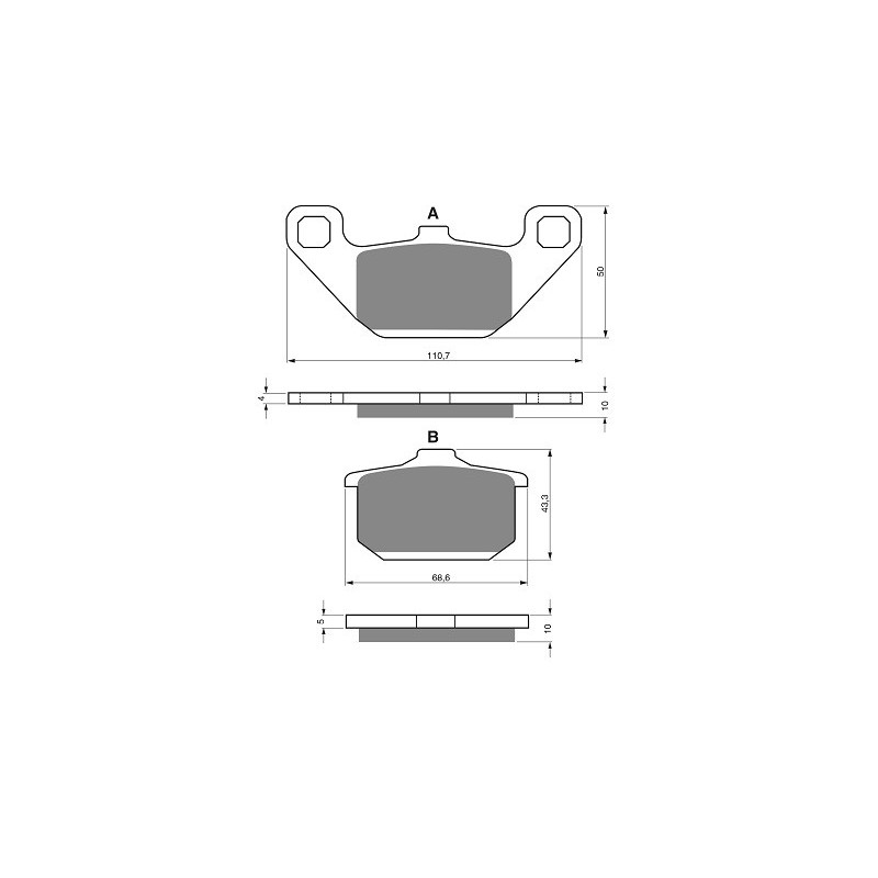 2 Kit plaquettes frein Av Ga et Av Dr Pour Kawasaki GPZ 750R  de 1985 à 1986 - Image 3