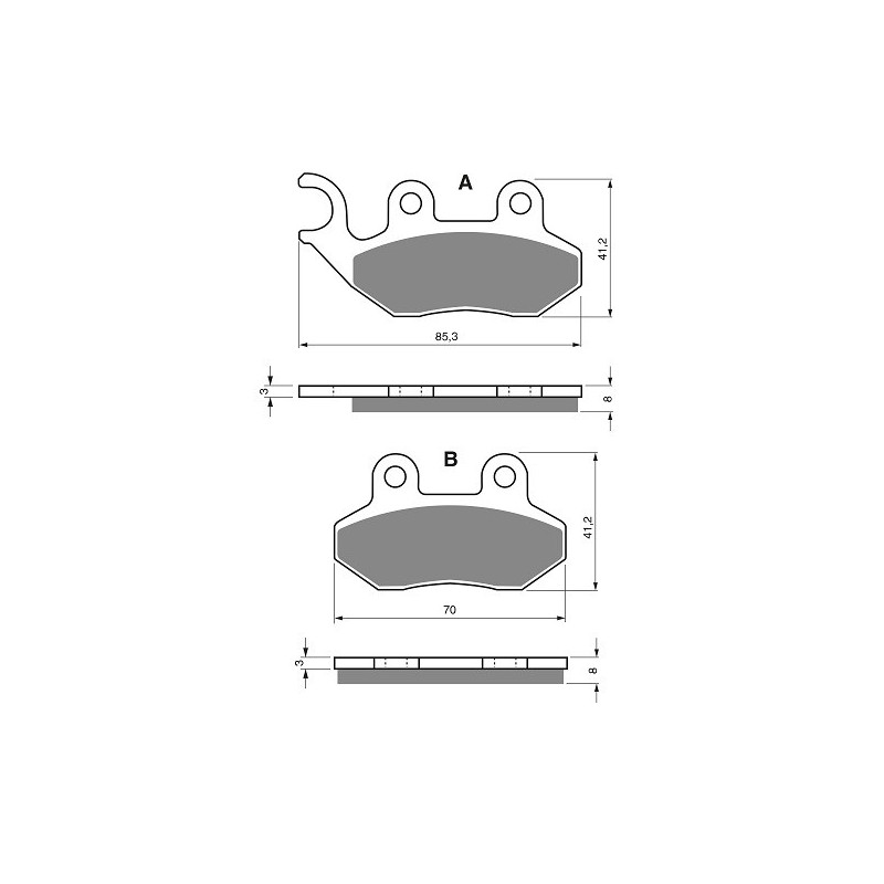 2 Kit plaquettes frein Av Ga et Av Dr Pour Pgo TR-3 150  de 2002 à 2009 - Image 3