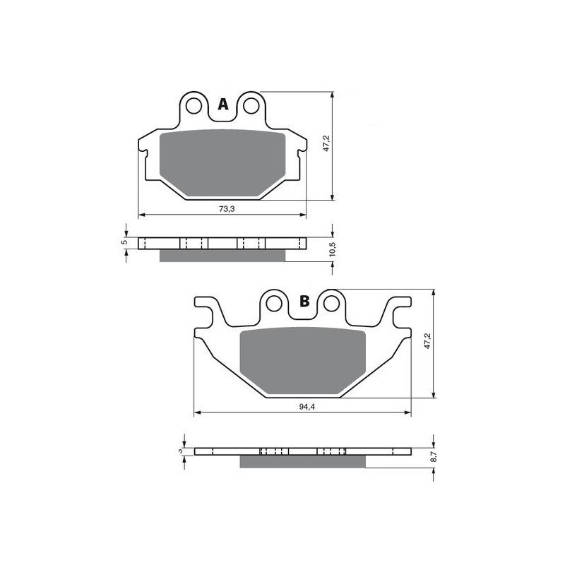 2 Kit plaquettes frein Ar Ga et Ar Dr Pour Tgb Avenger 400 LE 4x2 de 2007 à 2010 - Image 3