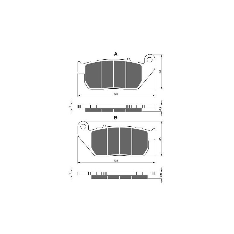 2 Kit plaquettes frein Av Ga et Av Dr Pour Harley-davidson Sportster 883 Roadster XL883R de 2005 à 2013 - Image 3