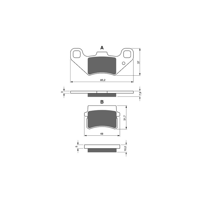 2 Kit plaquettes frein Av Ga et Av Dr Pour Adly Interceptor 300  de 2008 à Nc - Image 3