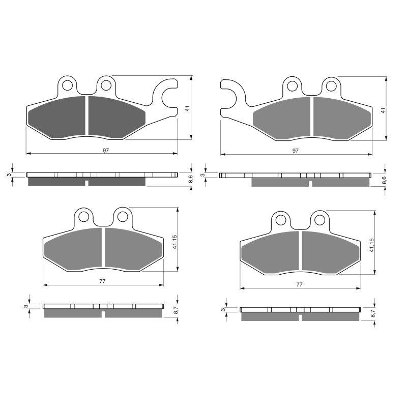 2 Kit plaquettes frein Avant et Arrière Pour Piaggio X8 400 ie de 2006 à 2008 - Image 3