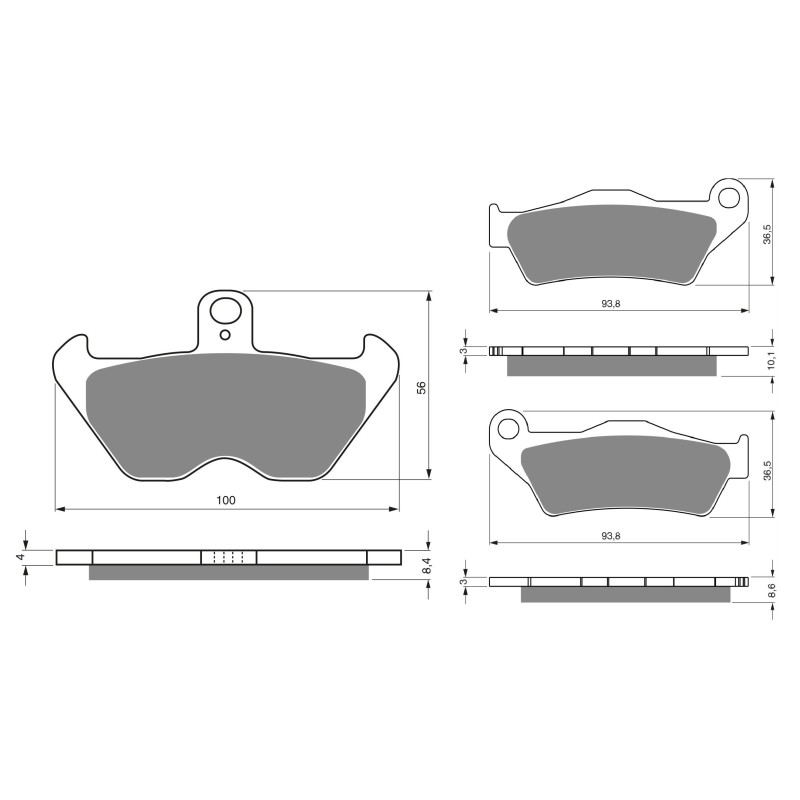 2 Kit plaquettes frein Avant et Arrière Pour Bmw R 1200 C  de 1996 à 2003 - Image 3