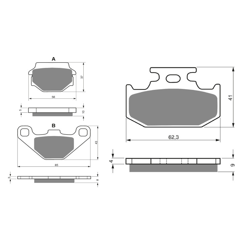 2 Kit plaquettes frein Avant et Arrière Pour Kawasaki KDX 200  de 1989 à 1992 - Image 3