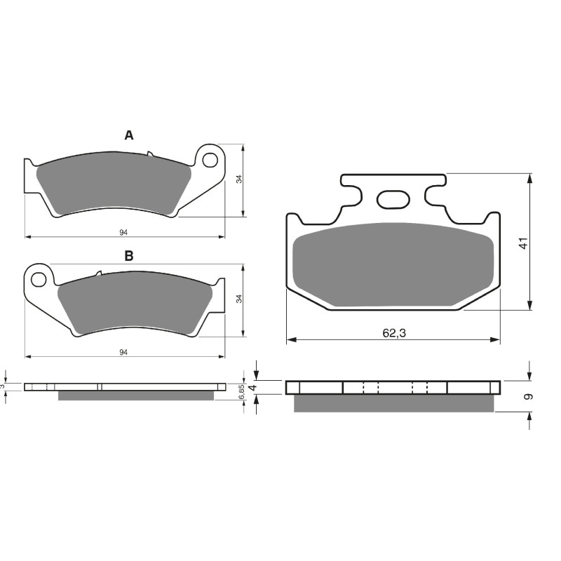 2 Kit plaquettes frein Avant et Arrière Pour Kawasaki KLX 250  de 1993 à 1995 - Image 3