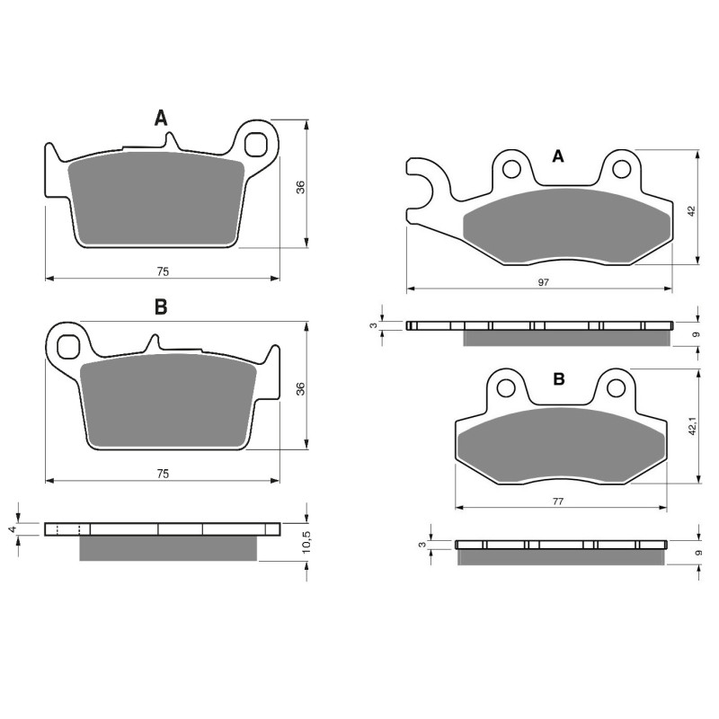 2 Kit plaquettes frein Avant et Arrière Pour Kawasaki KLX 250  de 2009 à 2017 - Image 3