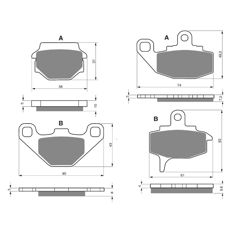 2 Kit plaquettes frein Avant et Arrière Pour Kawasaki KLR 500  de 1987 à 1989 - Image 3