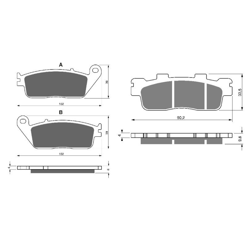 2 Kit plaquettes frein Avant et Arrière Pour Kawasaki J300  de 2014 à 2020 - Image 3