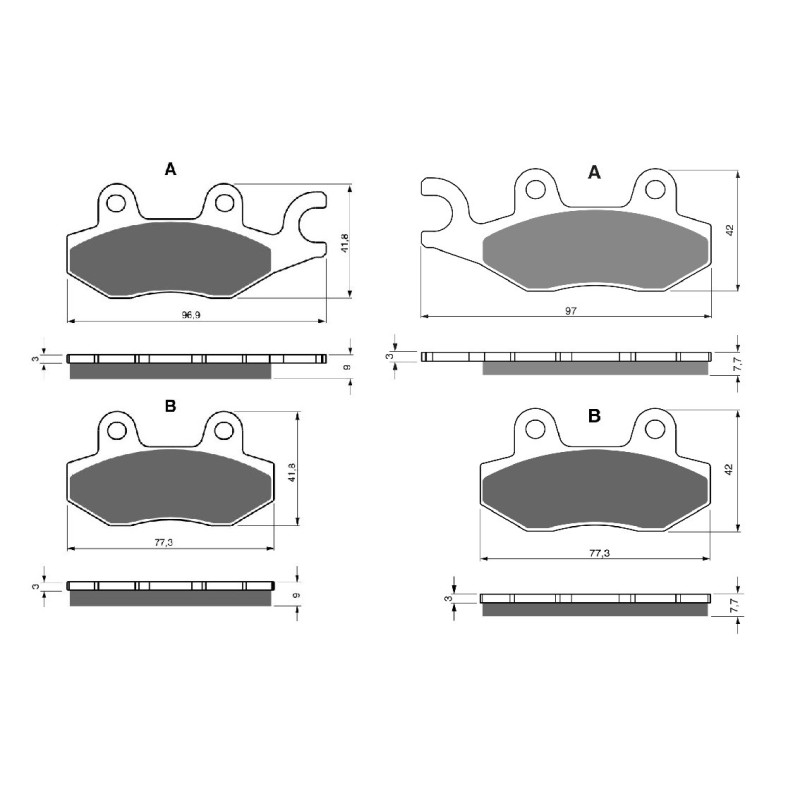 2 Kit plaquettes frein Avant et Arrière Pour Kawasaki KLR 650 Series E  de 2008 à 2014 - Image 3