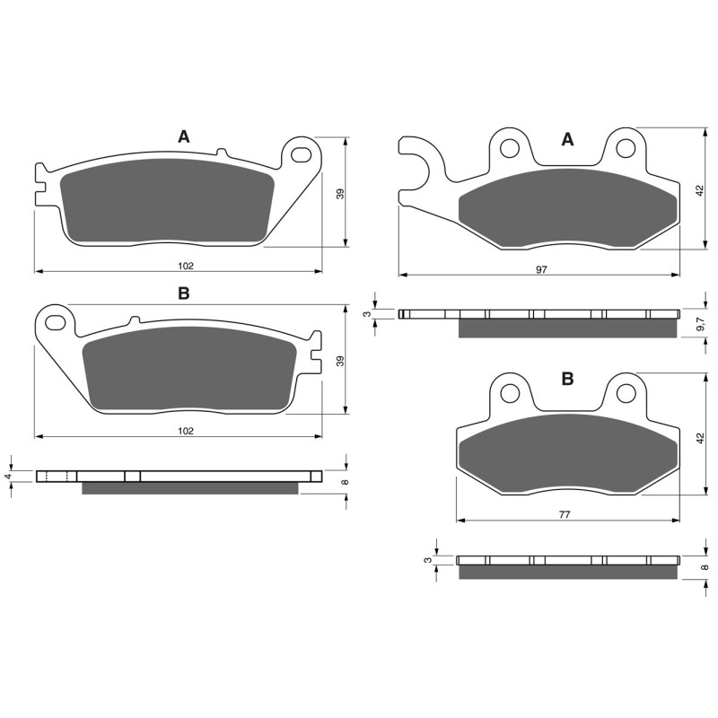 2 Kit plaquettes frein Avant et Arrière Pour Triumph Street Scrambler 900 de2016à2020 - Image 3
