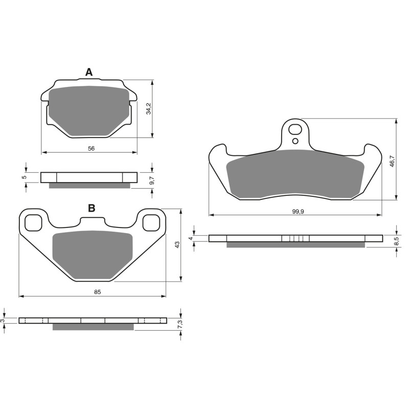 2 Kit plaquettes frein Avant et Arrière Pour Husqvarna TE 610  de 1991 à 1995 - Image 3