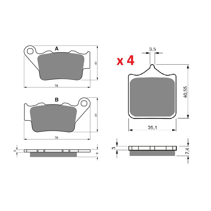2 Kit plaquettes frein Avant et Arrière Pour Ktm Duke 690  de 2008 à 2011 - Image 3