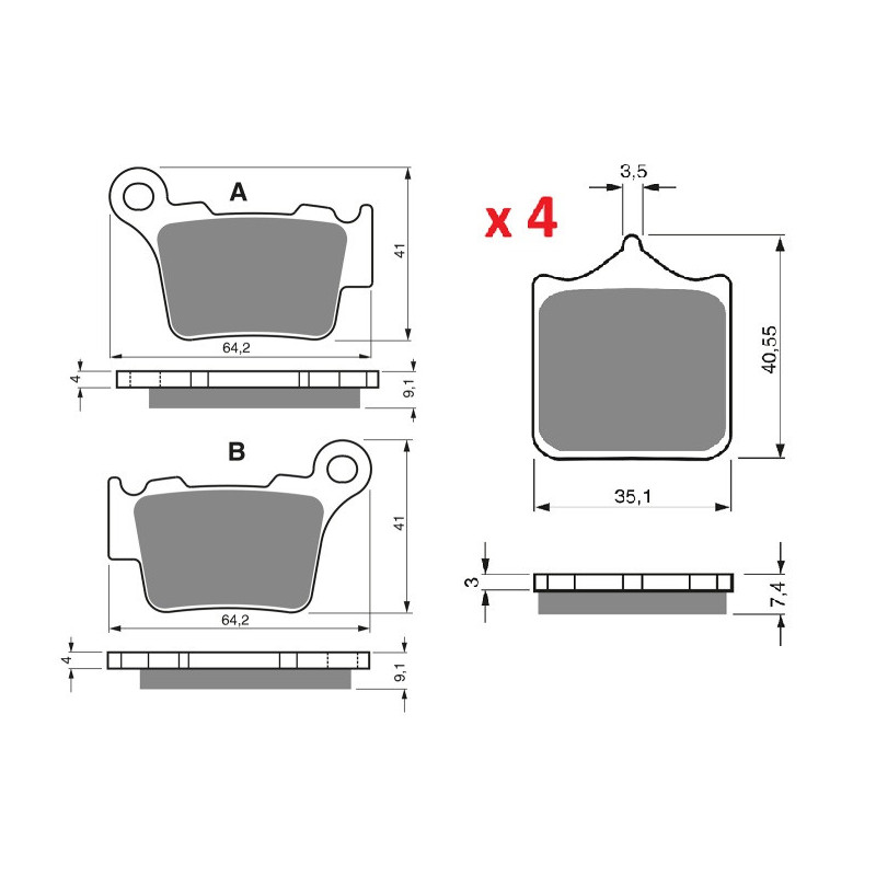 2 Kit plaquettes frein Avant et Arrière Pour Husqvarna SM 450  de 2006 à 2010 - Image 3