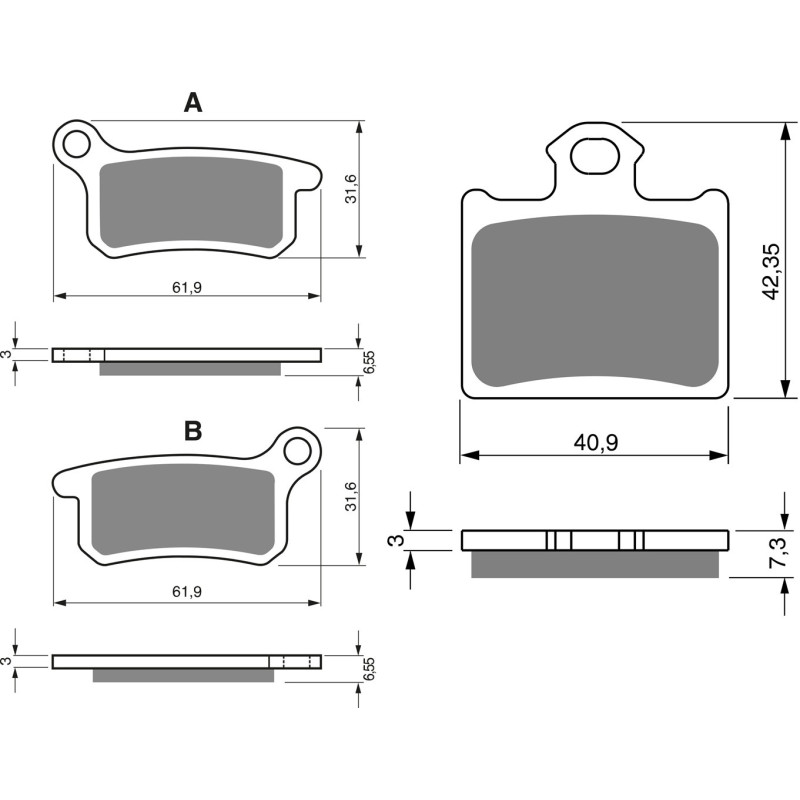 2 Kit plaquettes frein Avant et Arrière Pour Husqvarna CR 65  de 2011 à 2013 - Image 3